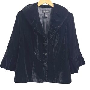 Lane Bryant Jacket 14 Black Velvet‎ Bell Sleeve Cocktail Festive Dark Luxury